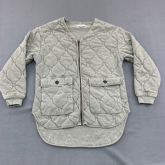 By Together Green Quilted Knit Jacket Womens Size Small Olive Green Oversized - Picture 1 of 16